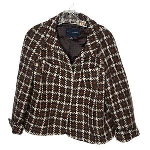 Banana Republic 99% Wool Brown/Black Plaid/Houndstooth Jacket. Size Medium.